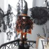 Standing Gnome With Banner & Spring Body, For Halloween Decor - Black / Orange / White - Image 7