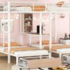 Full Over Twin & Twin Triple Bunk Bed With Drawers, Multi-Functional Frame With Desks And Shelves In The Middle - White - Image 16