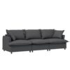 3 Piece Living Room Set Modular Sectional Couch Upholstered 3 Seater Sofa & 2 Armchairs 5 Seat - Gray - Image 3