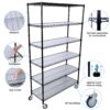 84" x 48" x 20" 6 Tier 6000Lbs Capacity Nsf Metal Shelf Wire Shelving Unit, Heavy Duty Adjustable Storage Rack With Wheels & Shelf Liners For Commercial Grade Utility Steel Storage Rack - Black - Image 2
