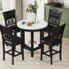 5 Piece Counter Height Dining Round Table Set With One Faux Marble Top Dining Table And Four Pu-Leather Chairs - Dark Espresso - Image 14