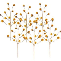 Acorn Spray, Botanicals Decor For Harvest Festival Fall Festival & Thanksgiving Table Decorations (Set of 6) - Yellow