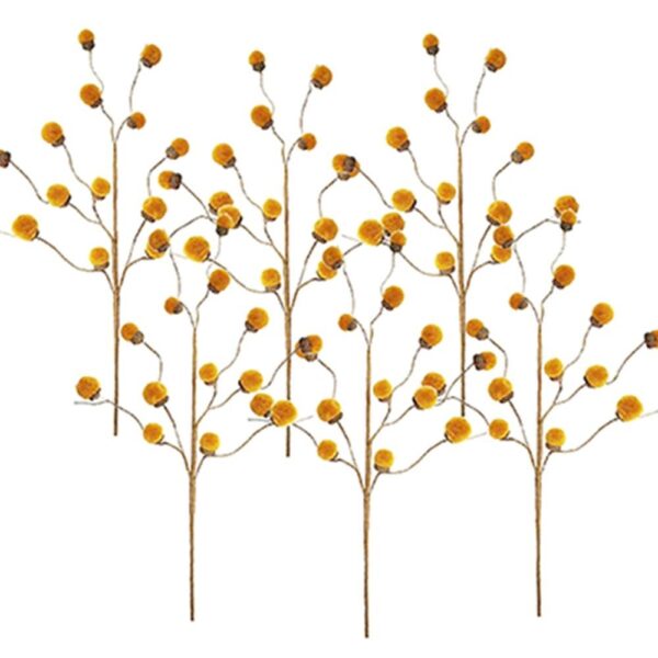 Acorn Spray, Botanicals Decor For Harvest Festival Fall Festival & Thanksgiving Table Decorations (Set of 6) - Yellow