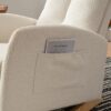 Accent Rocking Chair & Footrest High Back Rubber Wood Rocking Legs Bedroom Living Space - Beige - Image 3