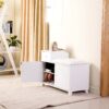 Shoe Storage Bench Cabinet With Fireproof Cushion, Double Doors And Movable Drawer For Door Entrance - White - Image 18