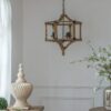 3 Light Wood Drum Chandelier, Hanging Light Fixture With Adjustable Chain For Kitchen, Bulb Not Included - Brown - Image 7