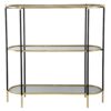 3 Tier Metal Console Table, Mirrored Shelf - Golden Black - Image 2