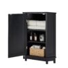 Bathroom Cabinet Triangle Corner Storage Cabinet With Adjustable Shelf Modern Style - Black - Image 10