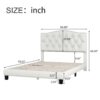 Full Upholstered Platform Bed With Saddle Curved Headboard And Diamond Tufted Details - Beige - Image 8