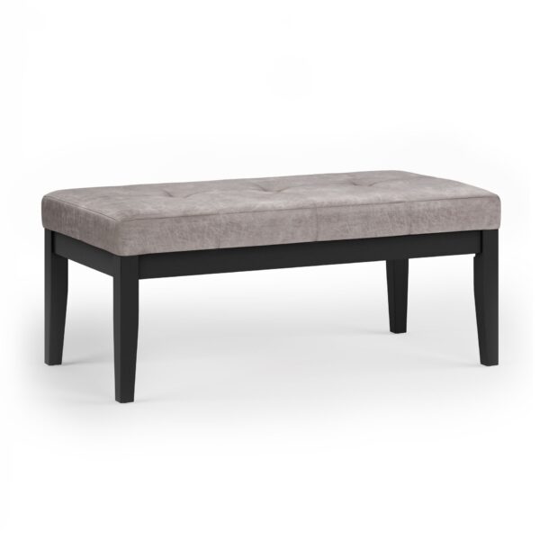 Lacey - Tufted Ottoman Bench - Distressed Gray Taupe