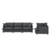 2 Piece Living Room Set With Throw Pillows Sectional Couch Sets, Upholstered 3 Seater Sofa & Armchair 4 Seat - Gray - Image 2