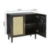Side Panel Buffet Cabinet With Natural Rattan Door, Rattan Storage Cabinet With Adjustable Shelves, Side Panel And Buffet With Storage Space, Modern Console Cabinet In Bedroom And Living Room - Black / Beige - Image 7