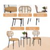 3 Pieces Of Luxury Outdoor Wicker Furniture Patio Bistro Style Table And Chair Combination, Weather Resistant PE Wicker Weave, Suitable For Garden - Black / Natural - Image 6