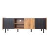 Mid Century TV Stand With 3 Cabinets, Media Console Table For Tvs Up To 70'', Entertainment Center With Storage For Living Room - Black / Brown - Image 11