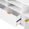 4 Piece Entertainment Wall Unit With 13 Shelves, 8 Drawers And 2 Cabinets, Multifunctional TV Stand Media Storage Cabinet With Fluted Line Surface For Living Room, For TVs Up To 70" - White - Image 10