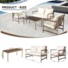 4 Pieces Patio Furniture Set, PE Rattan Wicker With Washable Cushion And Tempered Glass Tabletop, Conversation Furniture For Garden Poolside Balcony - White / Natural - Image 4