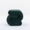 S-Shape Velvet Fabric Ottoman Makeup Stool Footstool - Dark Green - Image 15