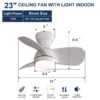 23" Indoor Ceiling Fan With 3 Color Dimmable 3 ABS Blades Remote Control Reversible Dc Motor With 18W Led Light - White - Image 6