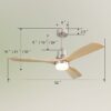 Ceiling Fan With Dimmable LED Light 6 Speed Remote 3 Wood Blade Reversible DC Motor For Bedroom - Brushed Nickel - Image 7