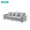4 Seater Modern Linen Sofa With Armrest Pockets And 4 Pillows, Minimalist Style Couch - Light Gray - Image 17