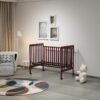 Crib 3 In 1 Convertible, Made Of Sustainable Pinewood, Non Toxic Finish, Comes With Locking Wheels, Wooden Nursery Furniture - Espresso - Image 2