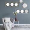 3 Mirror Piece Wall Mirror InRectangular Frame, Home Wall Decor For Bedroom Living Room - Gold - Image 3