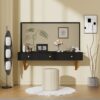 Floating Shelf With Drawer, Multi-Purpose Wall-Mounted Vanity Table, Mounted Desk, Floating Table For Bedroom, Bathroom, Hairdressers - Black / Golden - Image 2