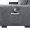 Toby - Woven Fabric Reversible Sleeper Sectional Sofa With Storage Chaise Cup Holder Charging Ports And Pockets - Gray - Image 6