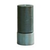 Tall Large Round Green Ribbed Tower Water Fountain, Verge Bronze, Cement Outdoor Bird Feeder / Bath Fountain - Antique Green - Image 2