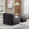 Fluffy Bean Bag Chair, Comfortable Bean Bag For Adults And Children, Super Soft Lazy Sofa Chair With Memory Foam And Ottoman, Indoor Modern Focus Bean Bag Chair For Living Room, Bedroom, Apartment - Black - Image 4