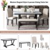 6 Piece Dining Table Modern Style With 4 Chairs & 1 Bench, Table With Marbled Veneers Tabletop And V-Shaped Table Legs - White - Image 4