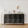 Accent Lacquered 4 Door Wooden Cabinet Sideboard Buffet Server Cabinet Storage Cabinet, For Living Room, Entryway, Hallway, Office, Kitchen And Dining Room - Matte Black - Image 5