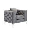 Lorreto - Velvet Fabric Sofa, Loveseat, Chair Living Room (Set of 3) - Gray - Image 7