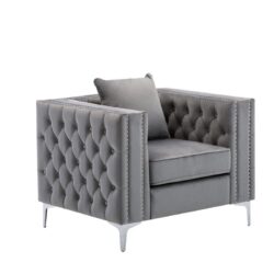 Lorreto - Velvet Chair - Gray