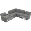 Power Recliner Corner Sofa Home Theater Reclining Sofa Sectional Couches With Storage Box, Cup Holders, USB Ports And Power Socket For Living Room - Dark Gray - Image 16