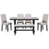 6 Piece Dining Table Modern Style With 4 Chairs & 1 Bench, Table With Marbled Veneers Tabletop And V-Shaped Table Legs - White - Image 11