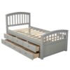 Twin Size Platform Storage Bed Solid Wood Bed With 6 Drawers - Gray - Image 10
