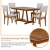 Topmax - 5 Piece Rustic Dining Table Set With 4 Upholstered Chairs, Rectangular Dining Table With Trestle Table Base - Walnut - Image 4
