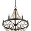 Starry - Chandelier Farmhouse Six Candle Light Wood Beaded Pendant Light For Dining Room - Black / Clear - Image 4