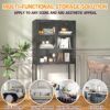 Heavy Duty Metal Storage Cabinet, Sideboards & Buffet, Display Storage Cabinet With Glass Doors And 2 Adjustable Shelves, Tall Bookcase Modern Bookshelf Cabinet For Home Office, Living Room - Black - Image 5