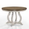 Havanna - 5 Piece Wide Contemporary Round Dining Table With Off White Fabric Chairs (Set of 5) - Vintage Walnut - Image 2