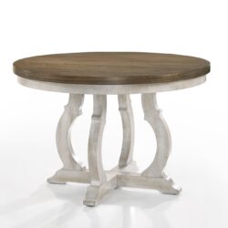 Havanna - Wide Vintage Contemporary Round Dining Table With Off White Colored Base - Walnut