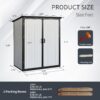 5X3Ft Outdoor Storage Shed Waterproof Resin Cabinet With Lockable Doors For Bikes And Patio Furniture - Black - Image 7