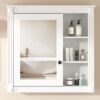 Bathroom Medicine Cabinet With Mirror, Wall Mounted Mirror Cabinet With Storage Organizer, Over The Toilet Storage White Storage Cabinet For Bathroom - White - Image 20