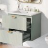 Modern Wall-Mounted Bathroom Vanity With 2 Drawers, Ideal For Small Bathrooms - Green - Image 5
