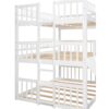 Full Over Full Over Full Triple Bed With Built-In Ladder And Slide, Triple Bunk Bed With Guardrails - White - Image 5