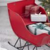 Iron Sleigh Medium, Distressed Christmas Santa Sleigh Holiday Decoration - Black / Red - Image 3