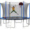 15Ft Trampoline With Basketball Hoop Inflator And Ladder (Inner Safety Enclosure) - Blue - Image 11