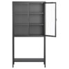 Heavy Duty Metal Storage Cabinet, Sideboards & Buffet, Display Storage Cabinet With Glass Doors And 2 Adjustable Shelves, Tall Bookcase Modern Bookshelf Cabinet For Home Office, Living Room - Black - Image 14