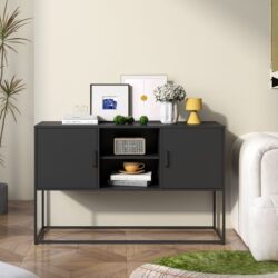 Modern Sideboard Buffet With Plenty Of Storage Space, Anti-Tilt Mechanism, Elegant Handles, Silent Magnetic Closure And Eco-Friendly Finish For Kitchen, Dining Room And Living Room - Black